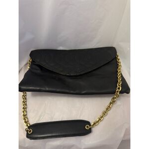 J.Crew Black Quilted Leather Chain Shoulder Bag